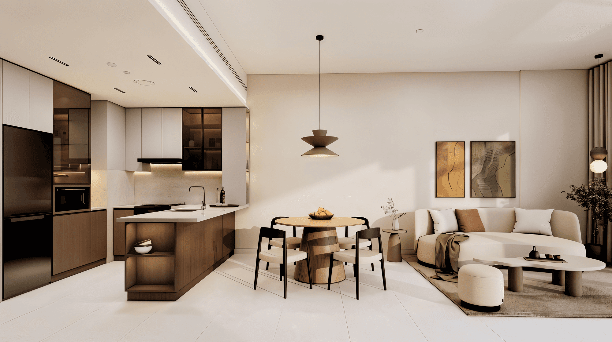  A modern living room featuring a couch, coffee table, and television, overlooking Boulevard Park.