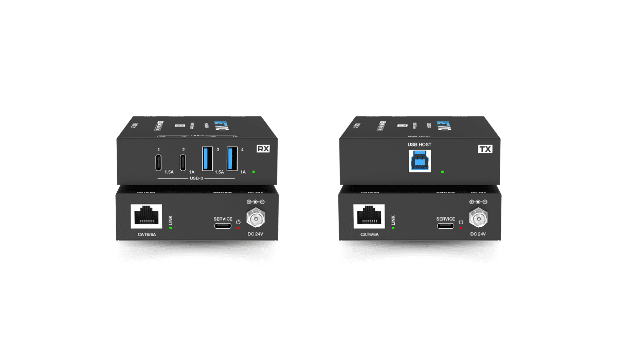 USB extender TX and RX units, front view