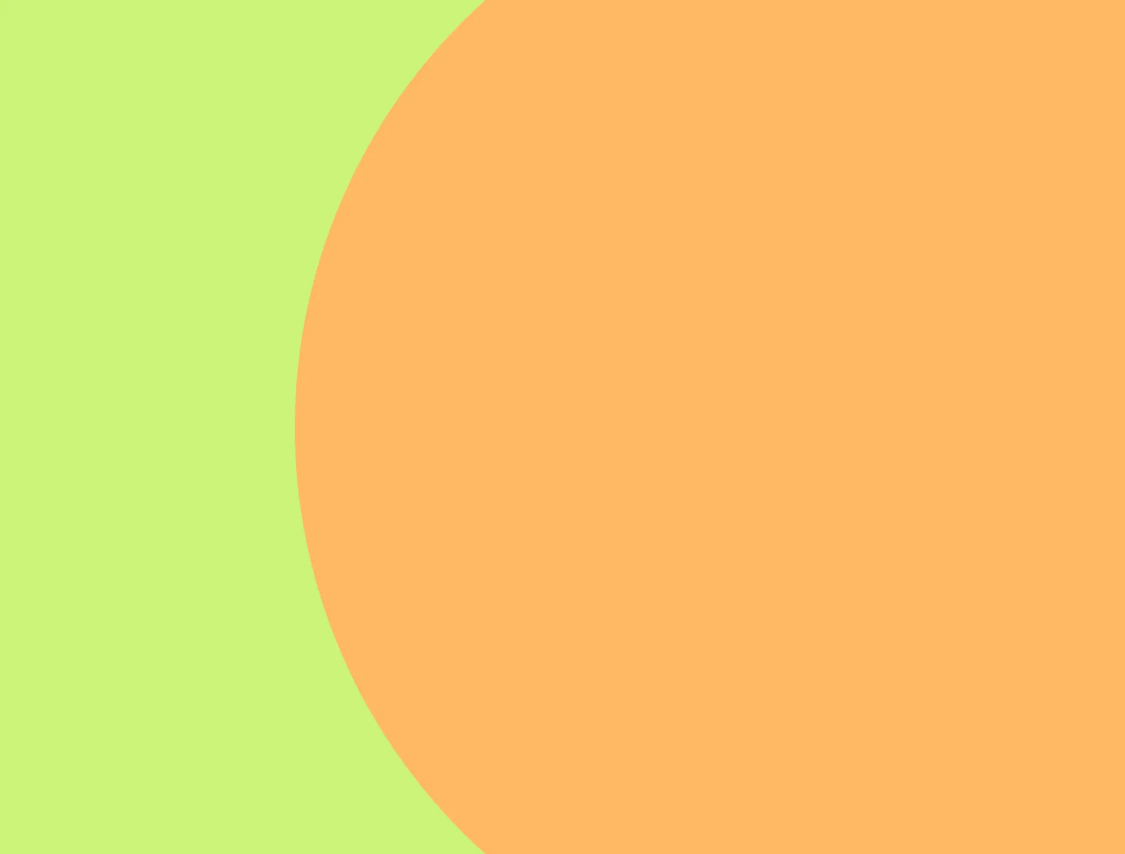 A cropped off orange circle on a lime green background.