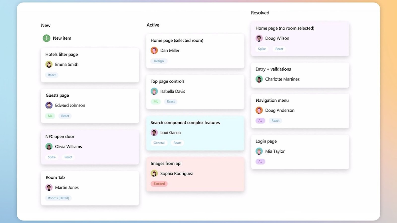 Azure DevOps's board for agile software planning