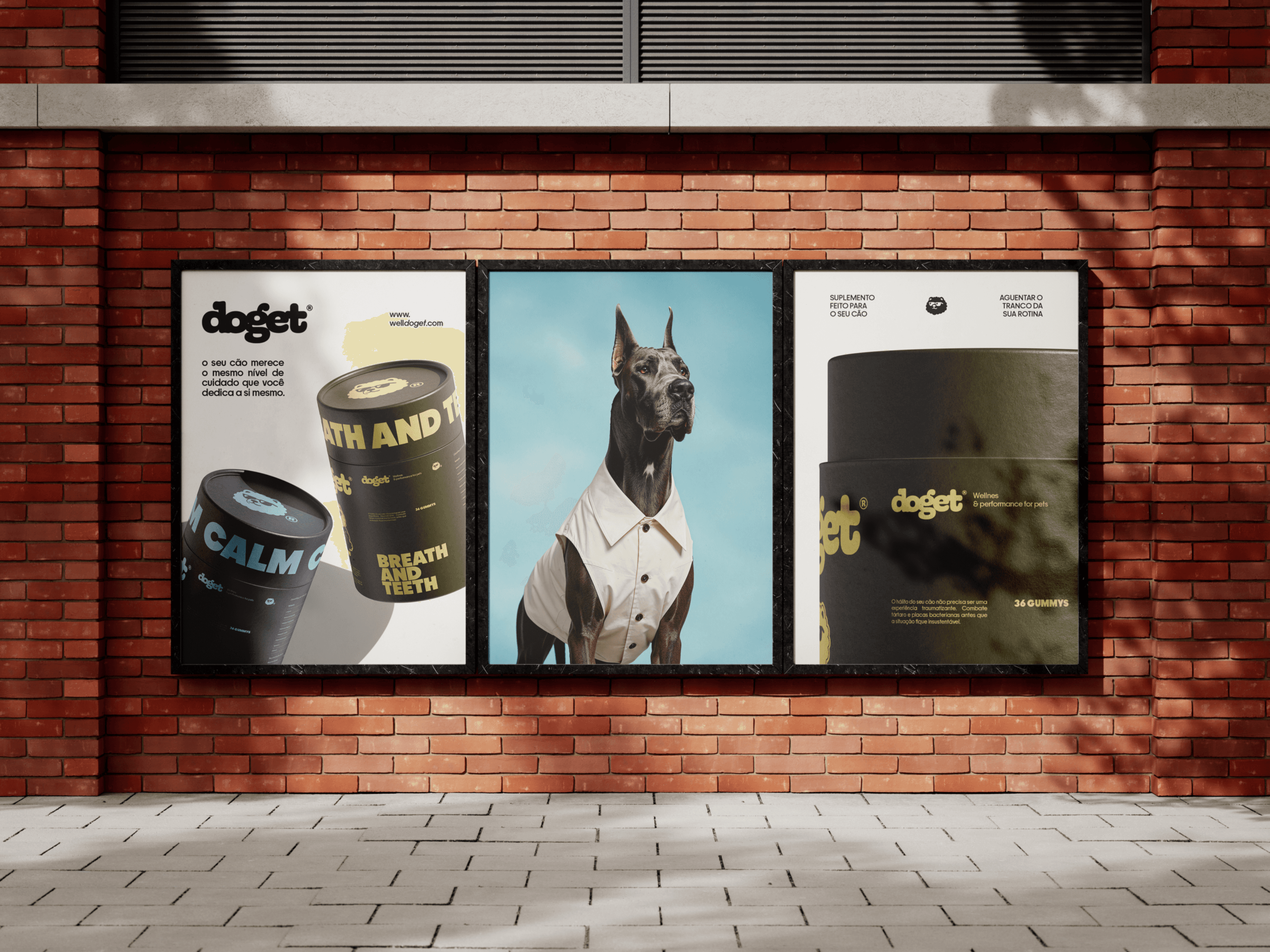 Vitrine urbanda com um cartaz da marca Oya