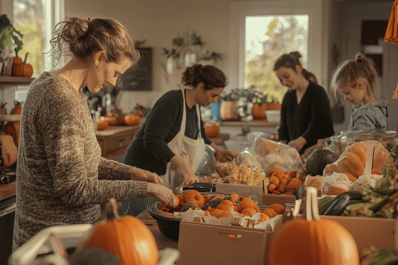 Warm Inviting Scene of Families Sorting Donations