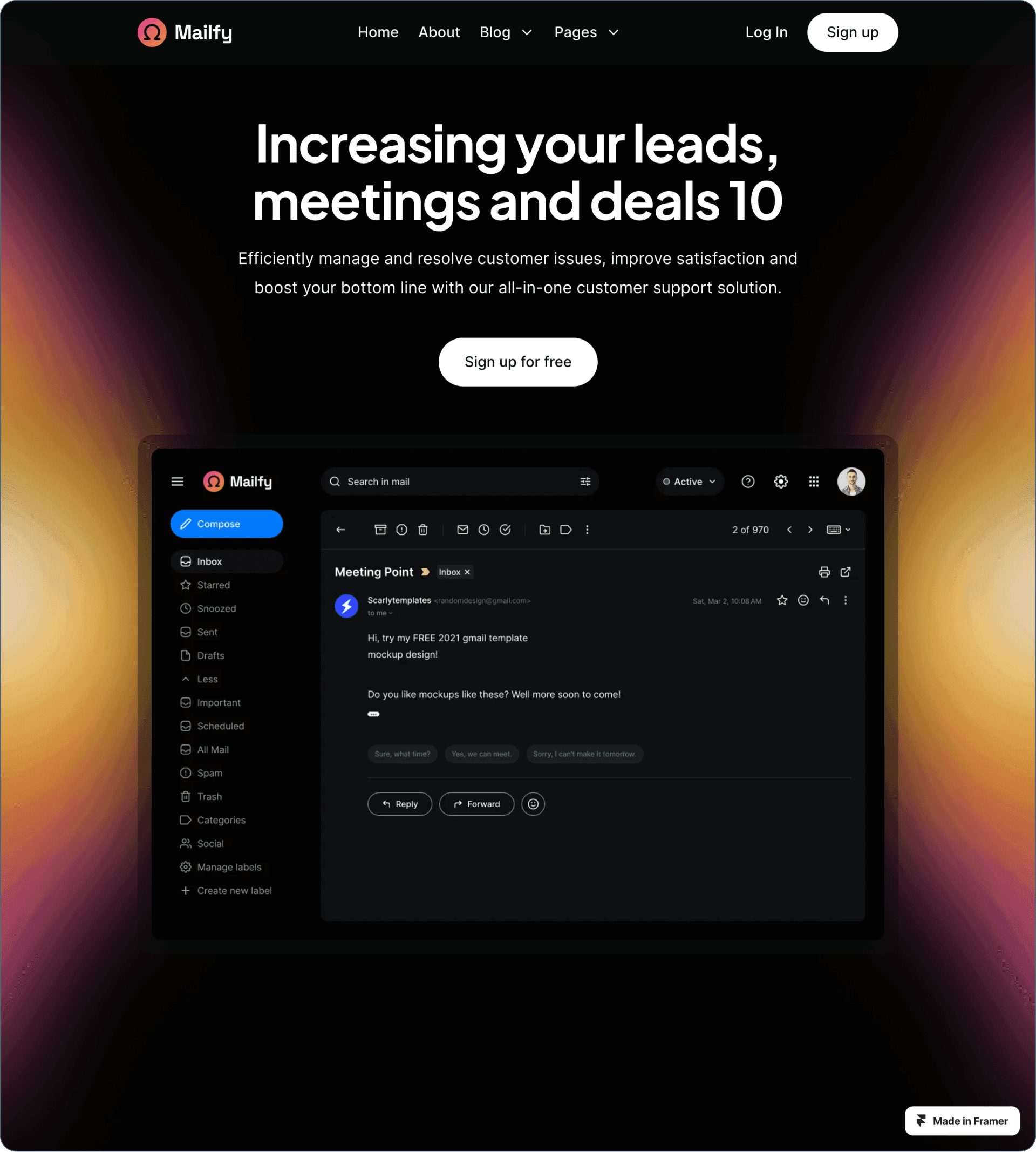 Mailify Framer template