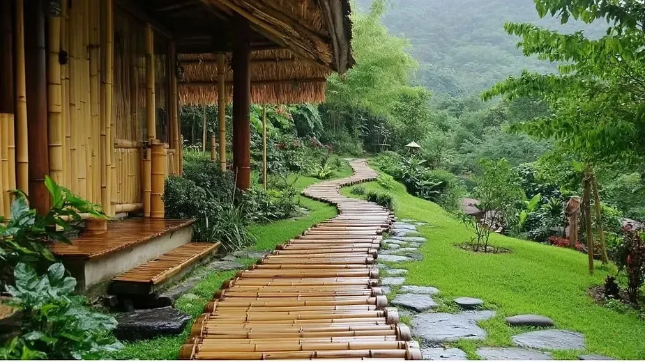bamboo house designs in farmhouse - Pathways and Garden Walkways.webp