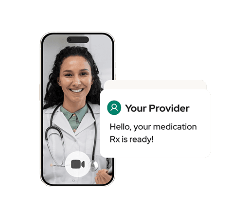 Female provider on a phone during a telehealth visit