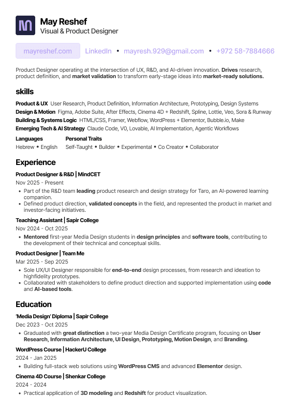 CV preview