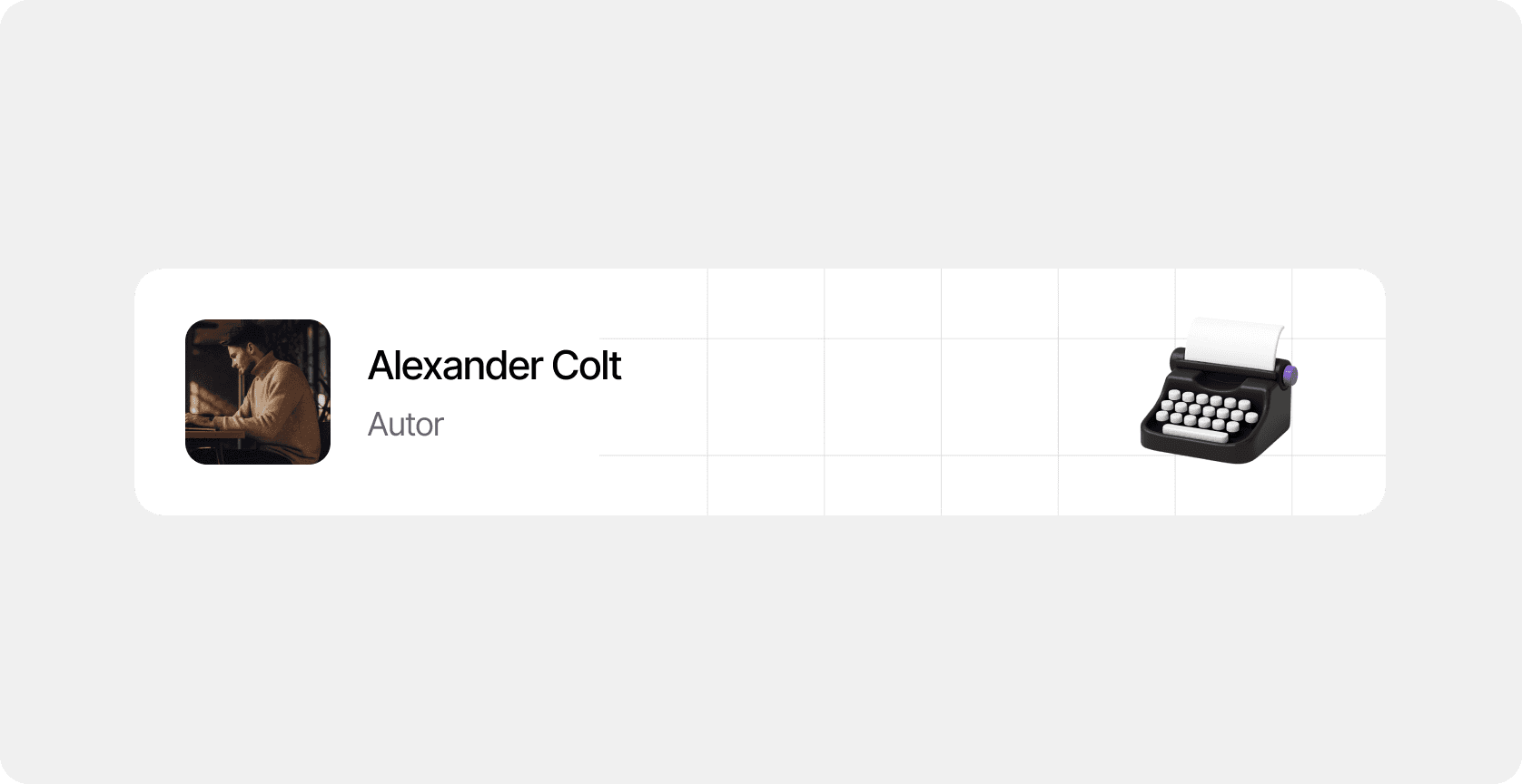 Author profile card with name and avatar