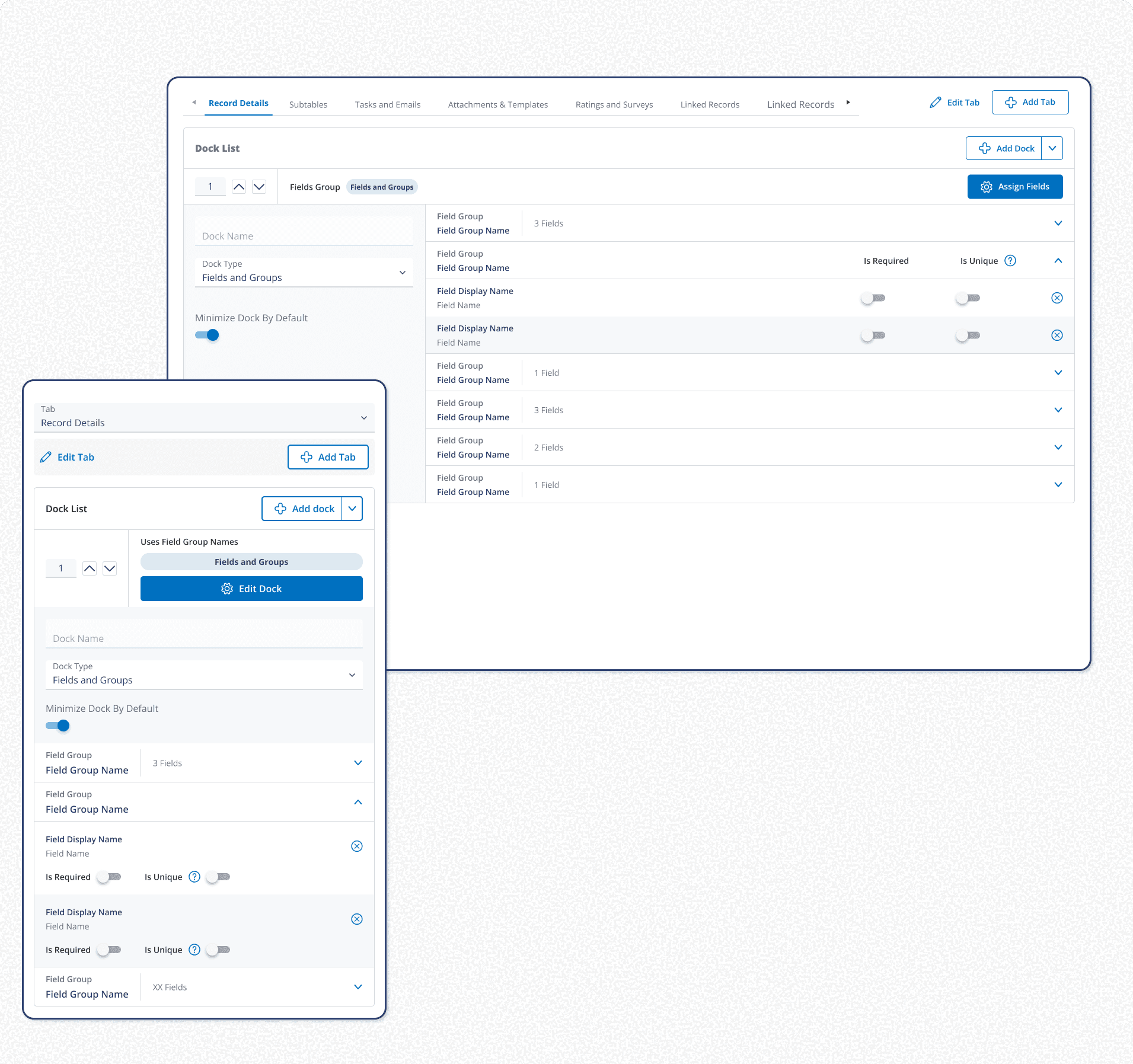 Example image of record type config screen