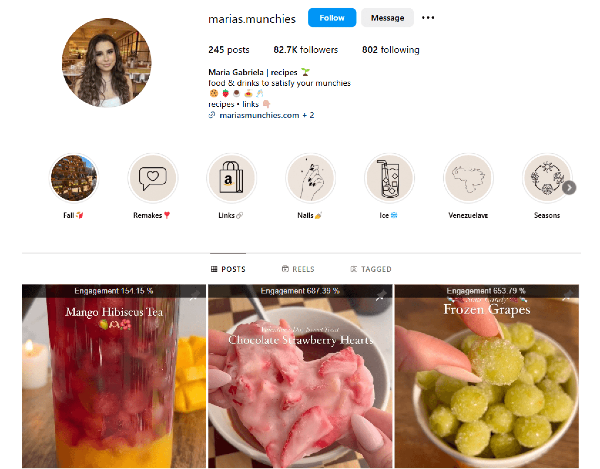 Screenshot of Maria Gabrilela’s Instagram Profile