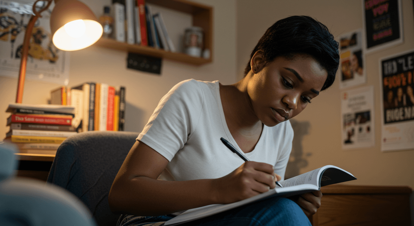 a student working on her personal statement conclusion