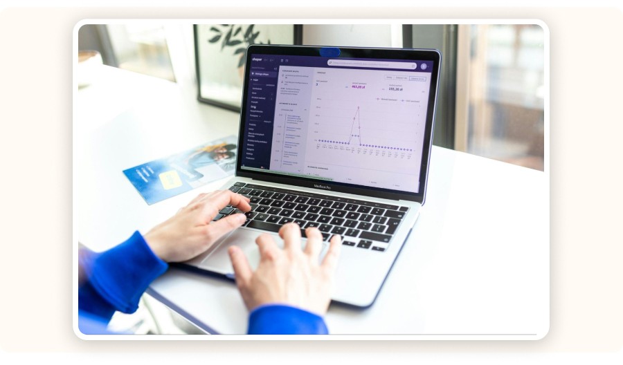 statistics on laptop