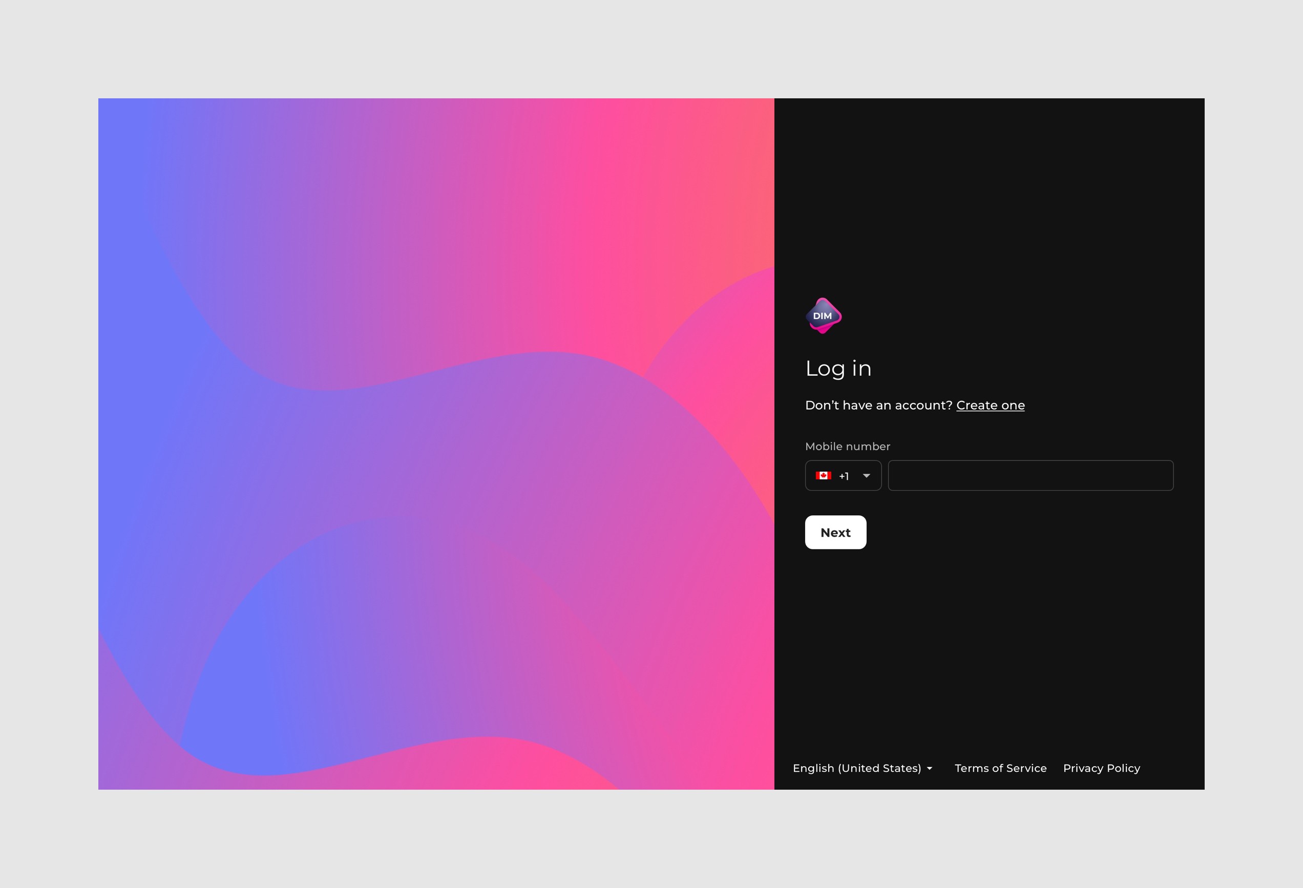 Log In (dark theme, desktop).