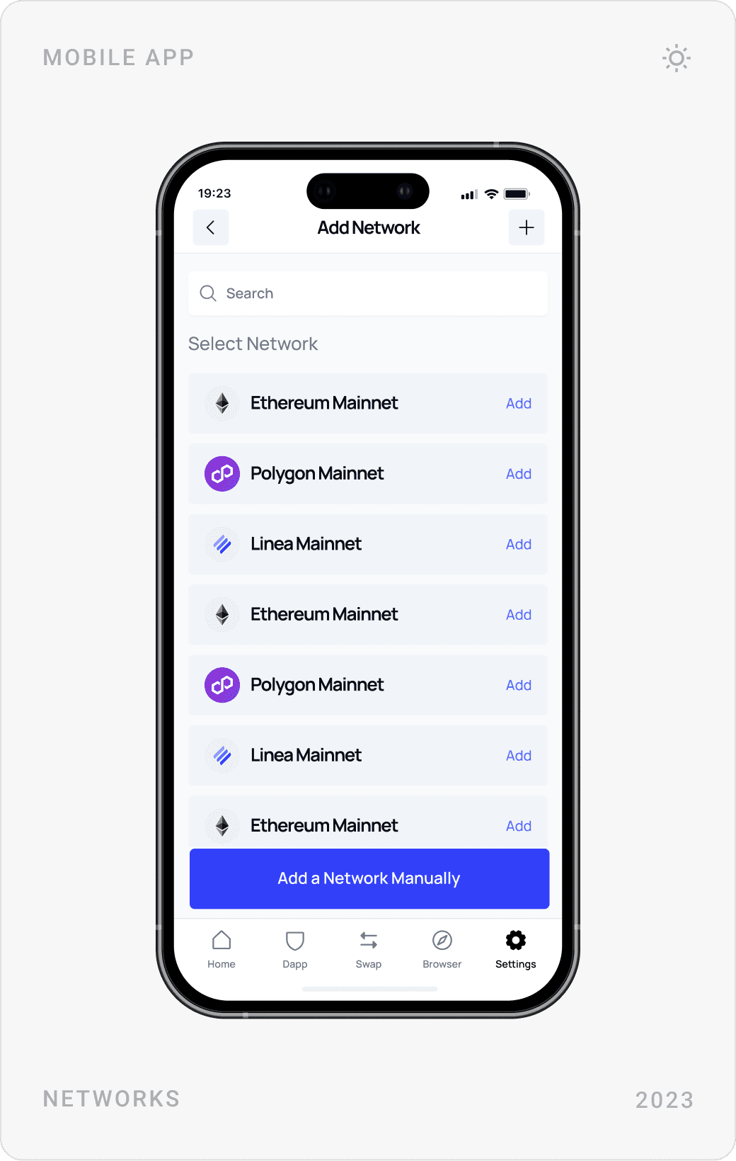Modern Blockchain Network Management Mobile Design