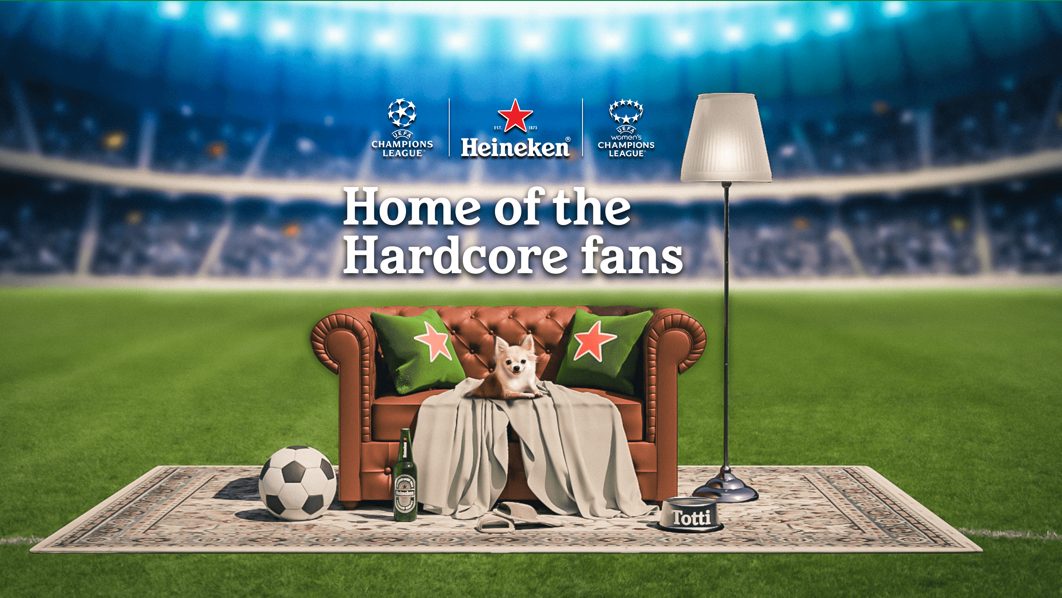 Visual concept for Heineken campaign 'Home Of The Hardcore Fans' designed by our team