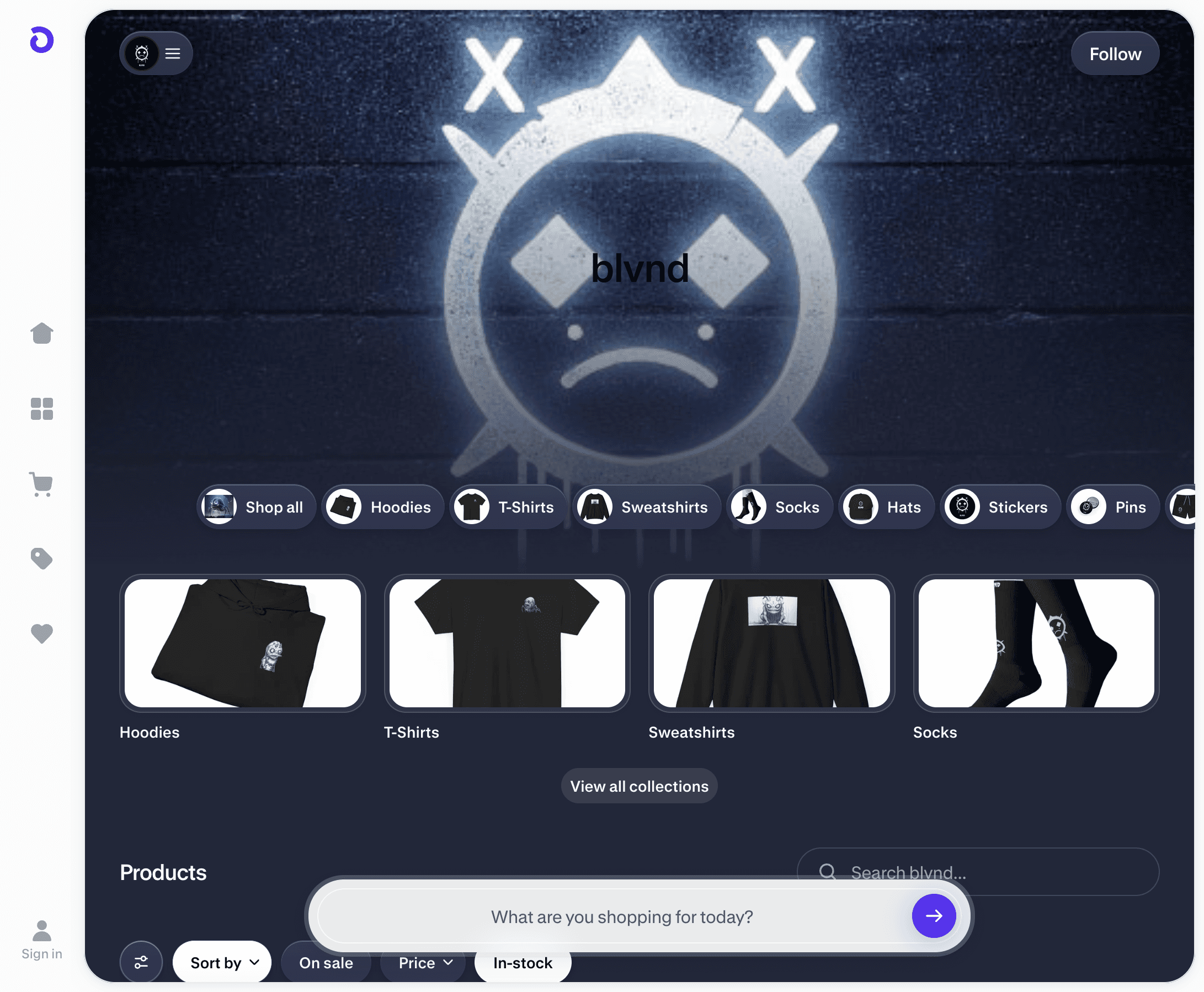 An elephant with large tusks in a lush green landscape.