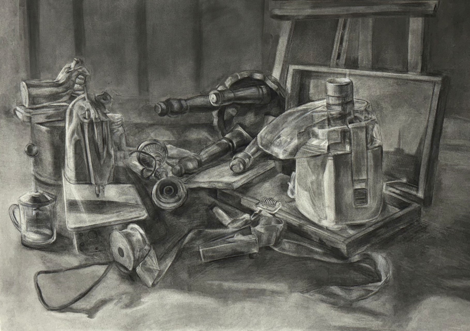 Smartphone on a surface displaying a neon road scene that extends into the background