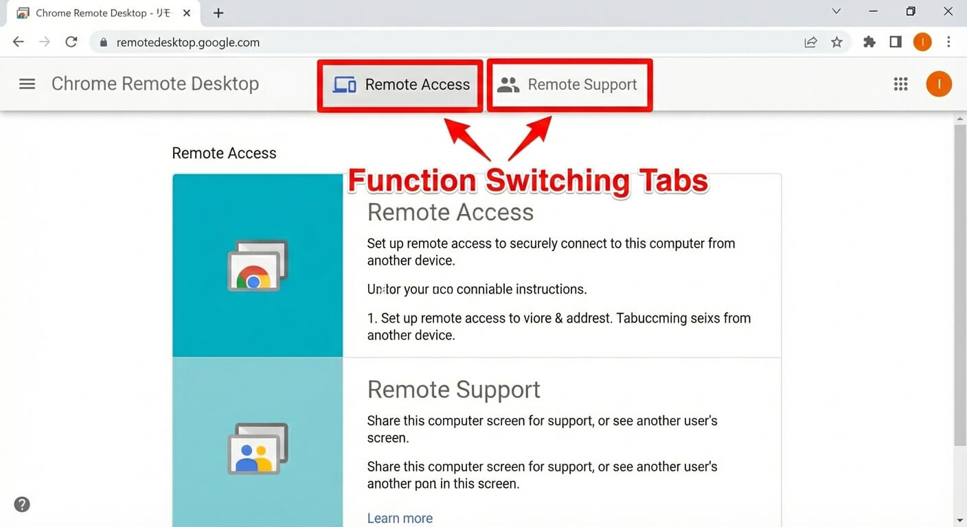 Chrome Remote Desktop feature switching
