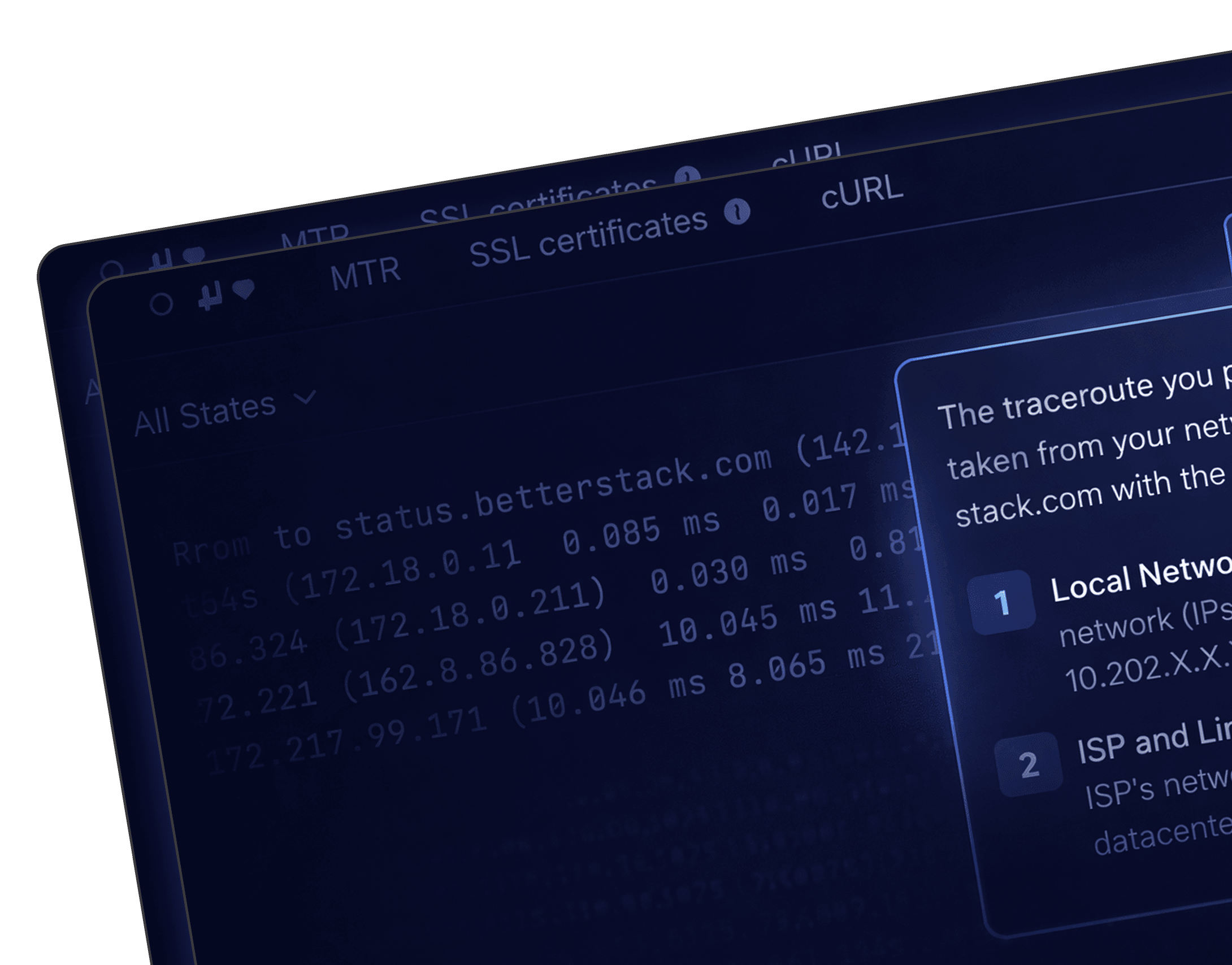 Network traceroute monitoring interface