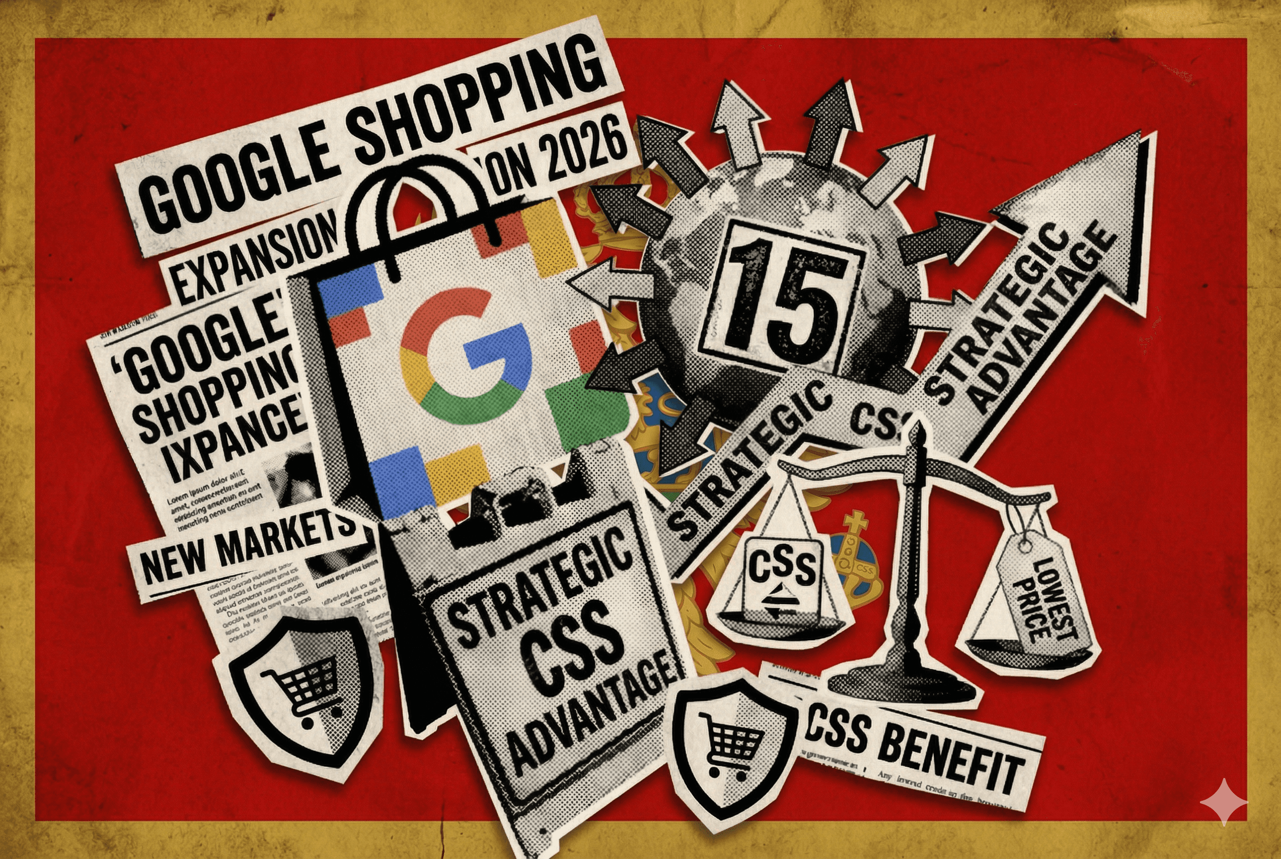 Google Shopping will be available in Montenegro. The picture shows the advantages of Google Shopping and the flag of Montenegro