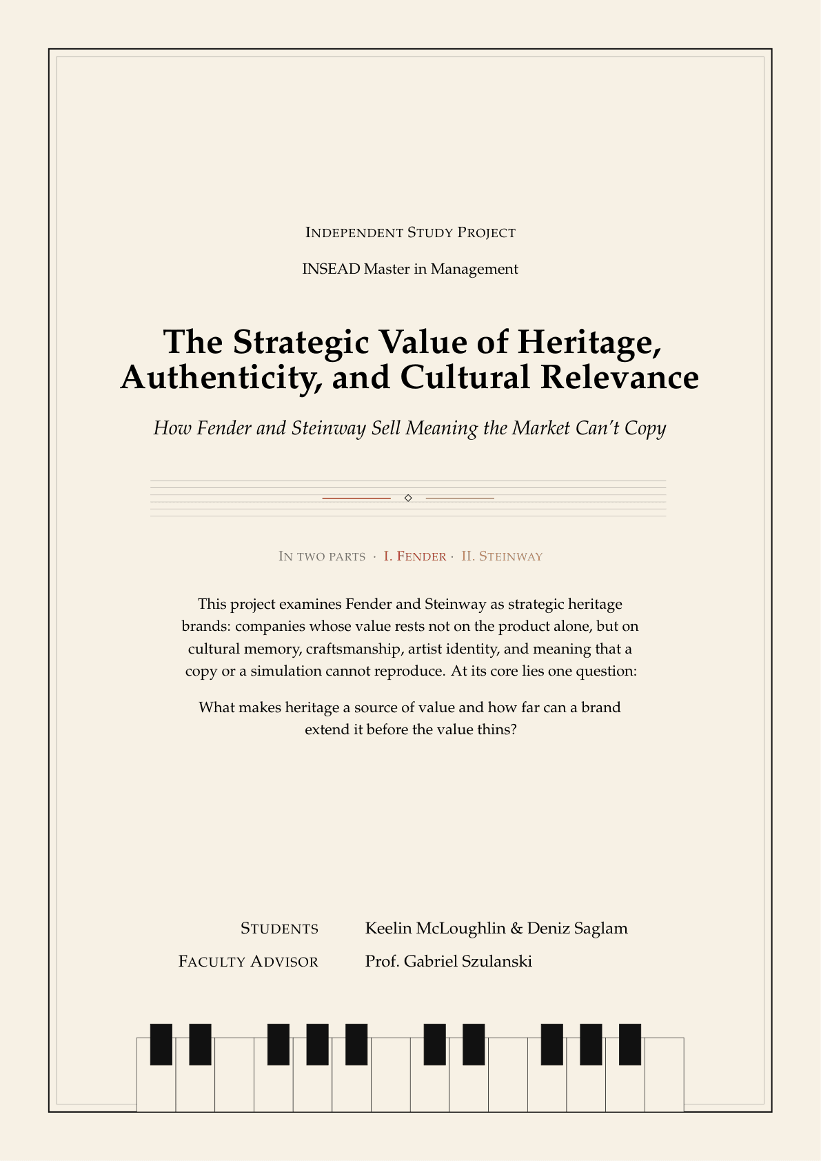 Cover page for The Strategic Value of Heritage, Authenticity, and Cultural Relevance