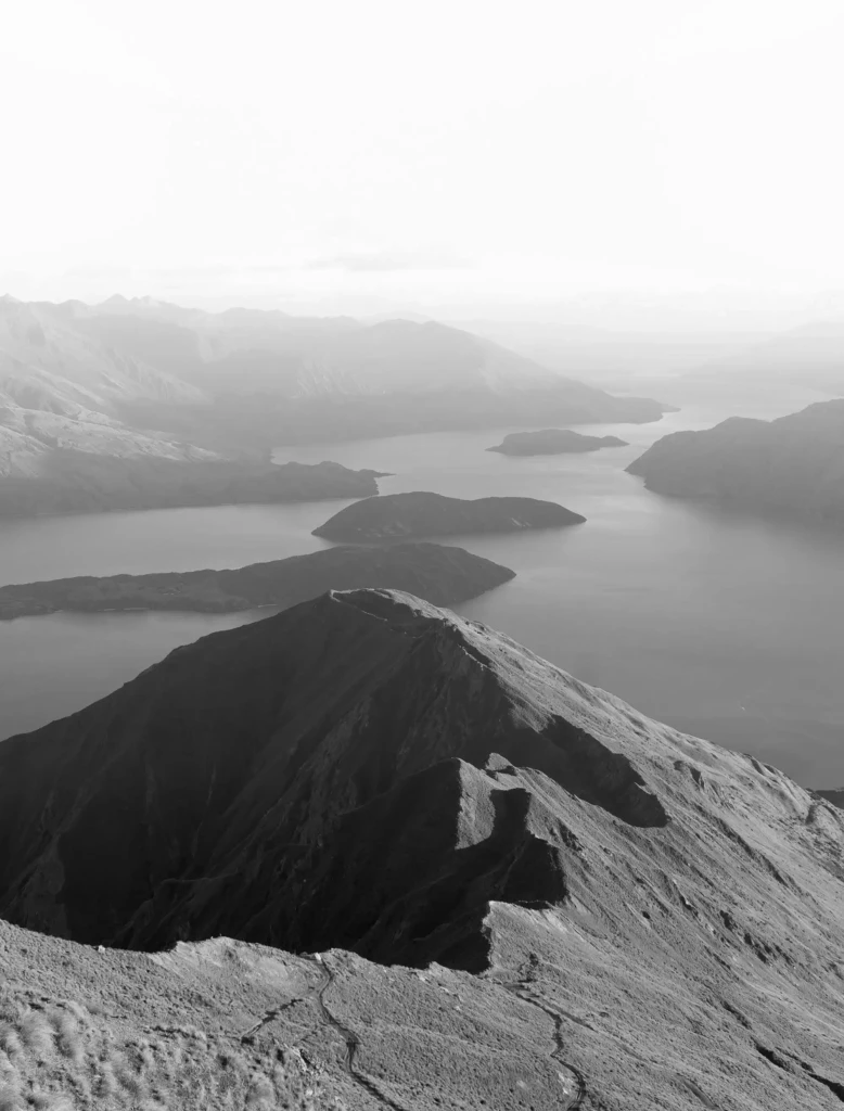 Roy’s Peak overlooking Lake Wanaka in the Southern Alps New Zealand private jet charter destination
