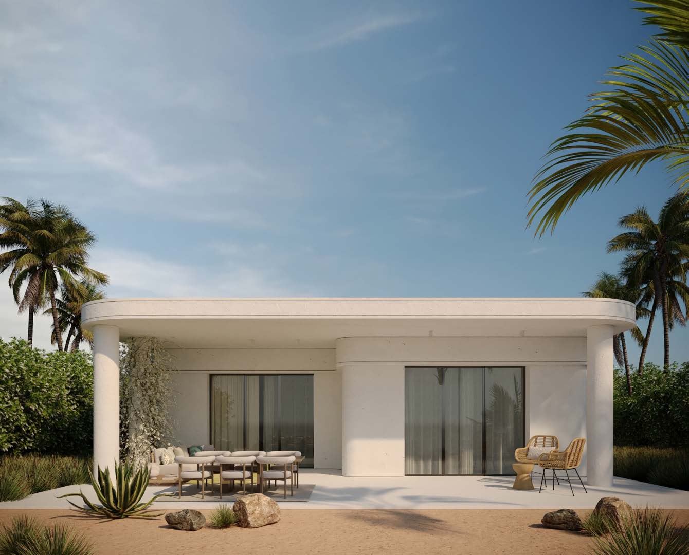 modern house on the shore