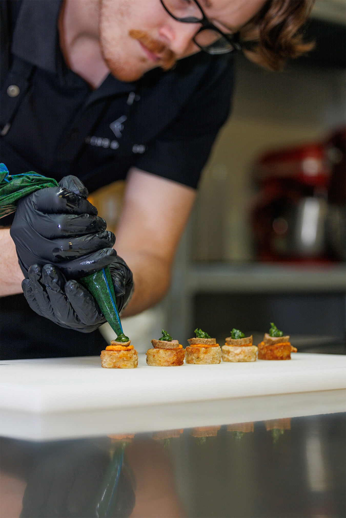 Chef prepping canapes