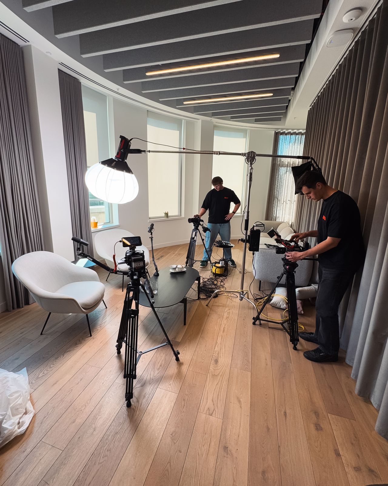 Man and woman discussing project