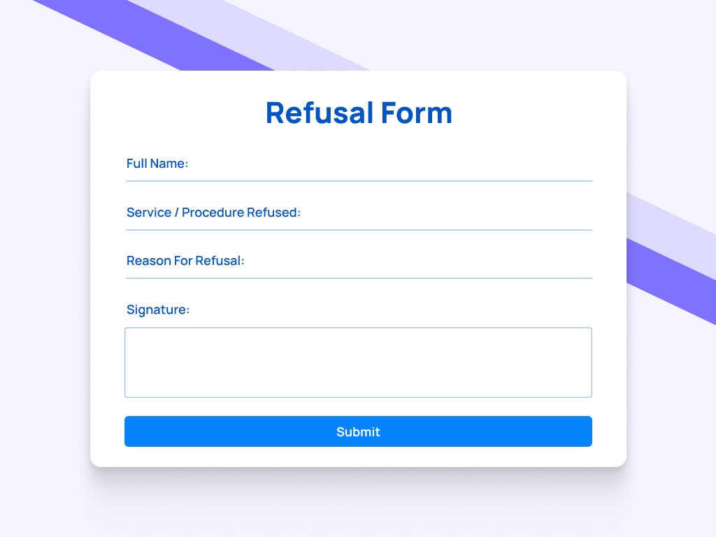 Refusal form template preview