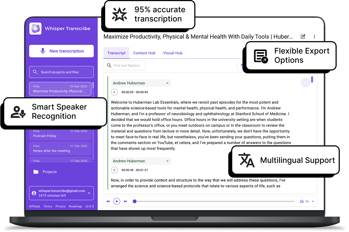 Transcribing podcasts or YouTube videos
