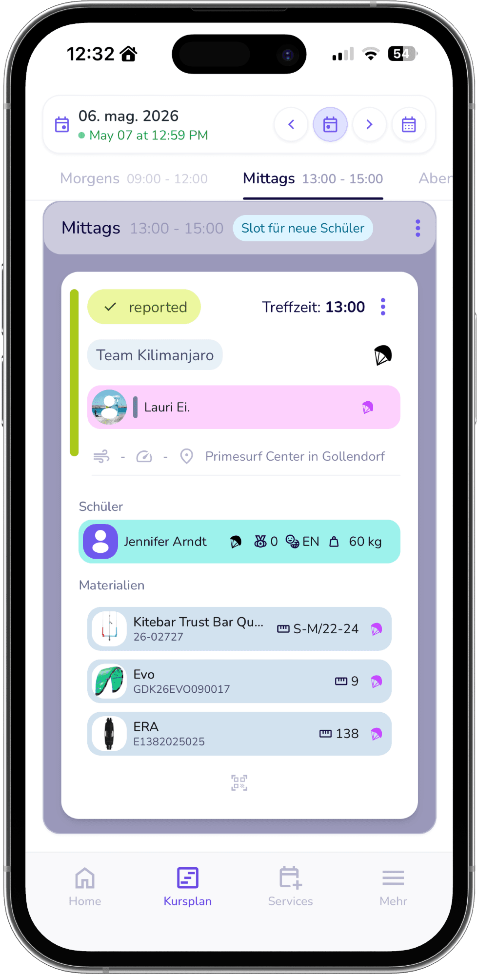 Tideforce planning view on mobile