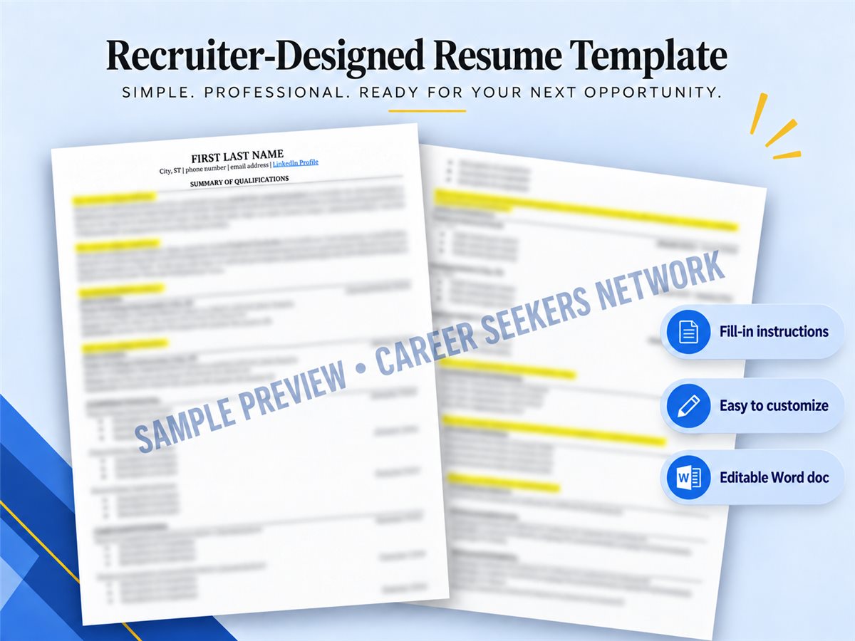 Resume template with fill-in instructions and customization features