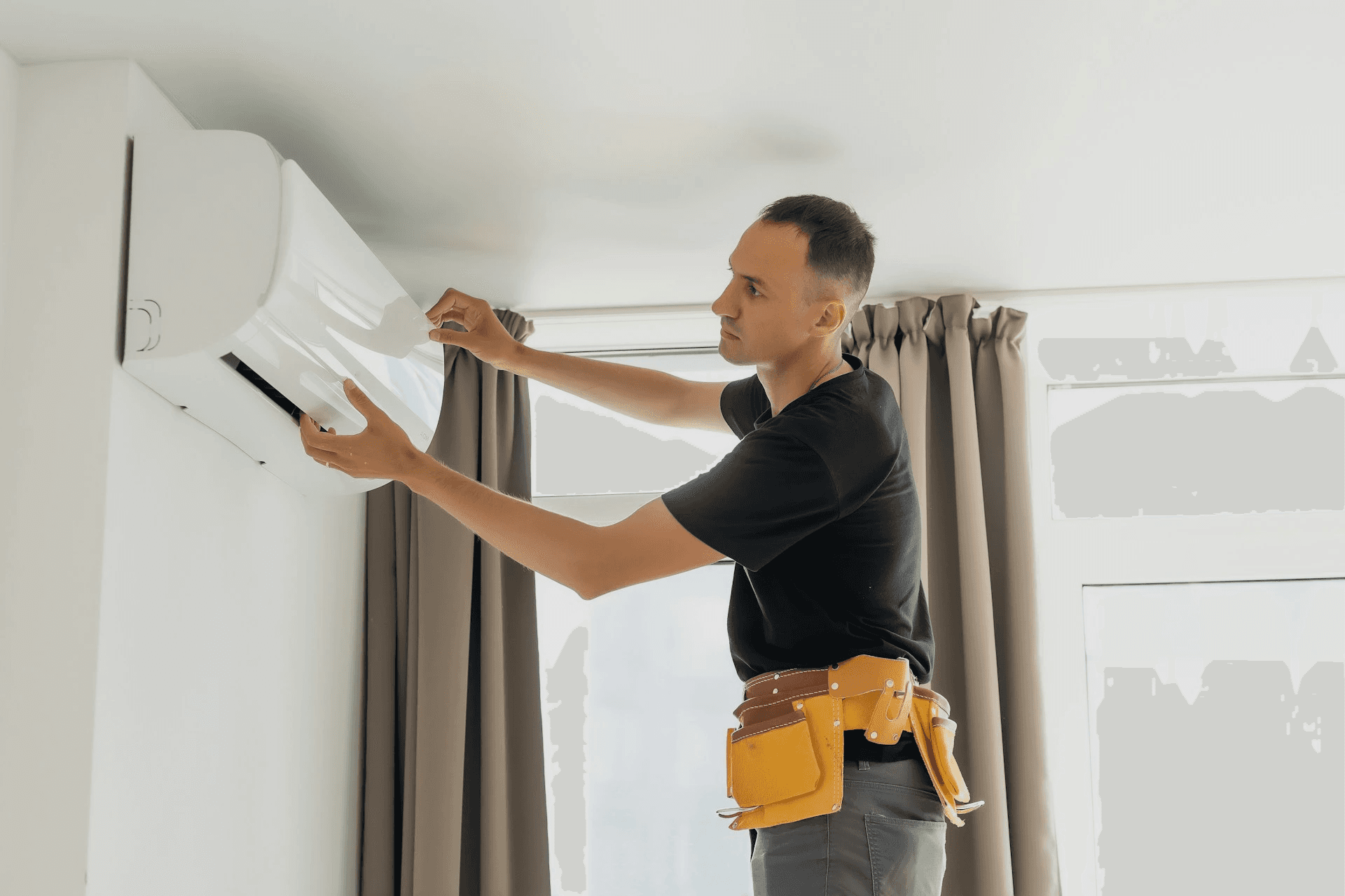 HVAC business owner installing aircon