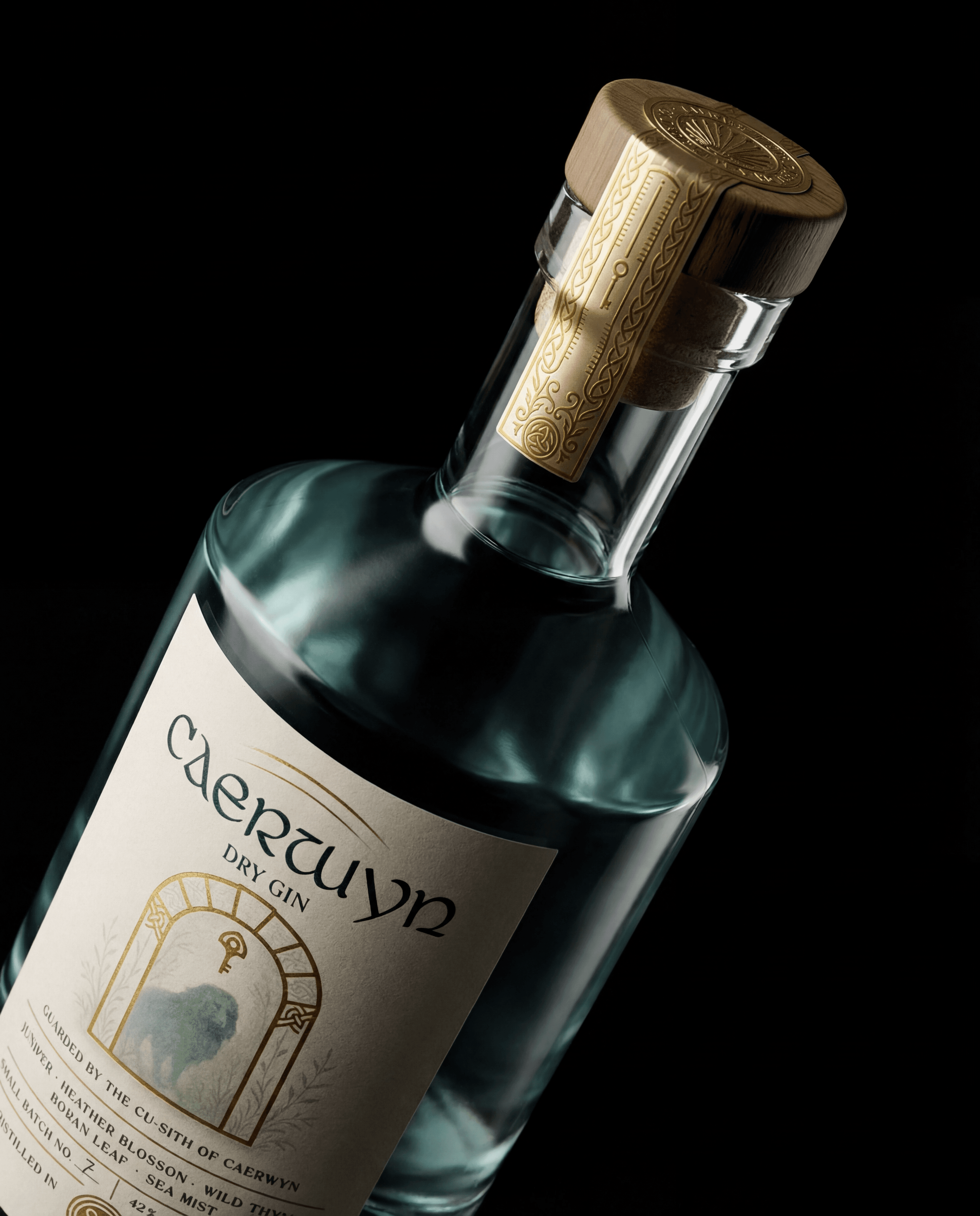 gin bottle packaging closeup