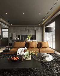 Modern open-concept living room and kitchen