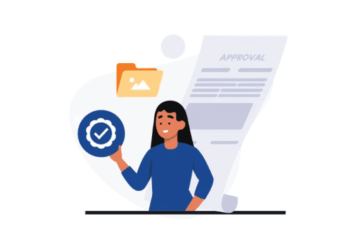 woman holding tick mark with agreement on the background