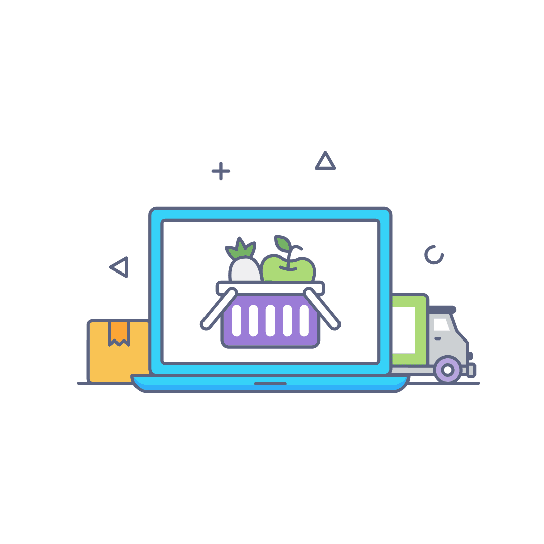 Plateforme e-commerce épicerie illustration