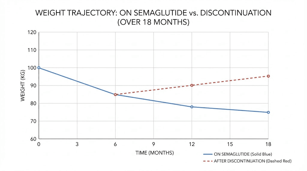Weight loss maintenance on semaglutide versus weight regain after stopping treatment