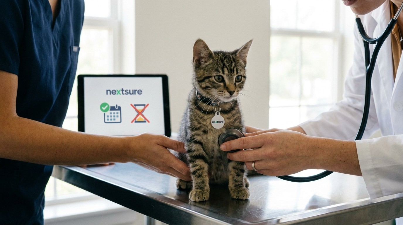 Junges Kitten beim Tierarzt während einer Untersuchung