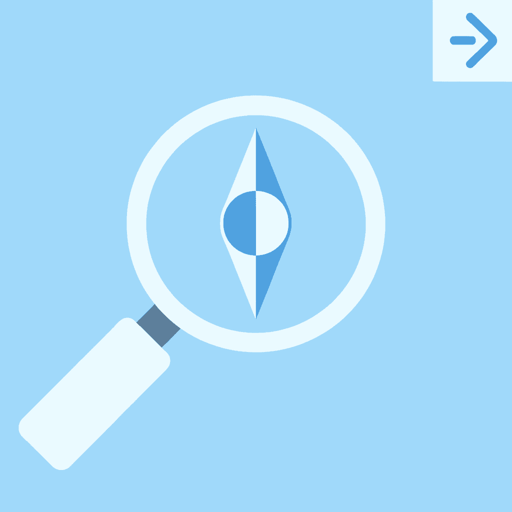 Magnifying glass highlighting clarity and strategic direction as key to efficient reviews