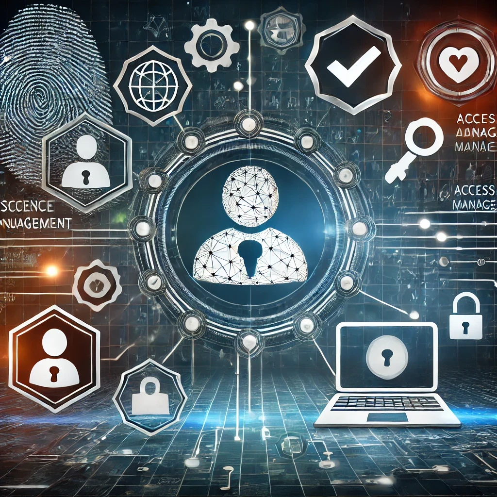 An image representing Identity Consulting services. This illustration features digital icons such as secure user profiles, access management tools, and compliance checkmarks. The design emphasizes secure access management and identity governance, set within a digital network backdrop to convey advanced technology and robust security consulting services.