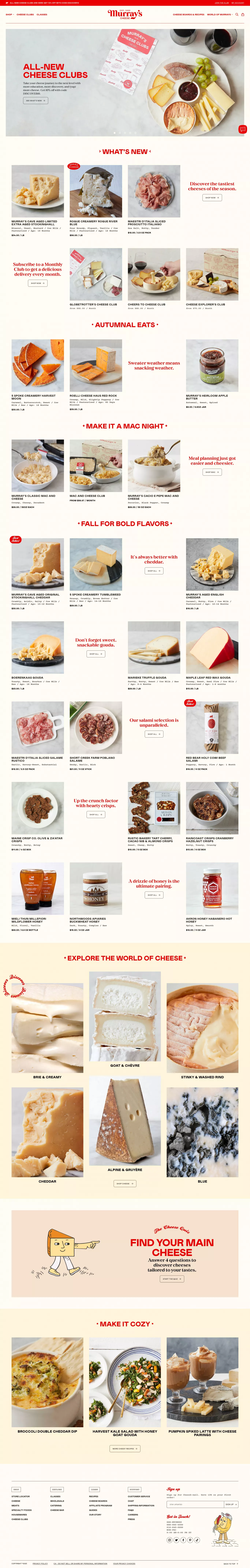 Murray's Cheese ecommerce page screenshot showcasing Food & Drinks design