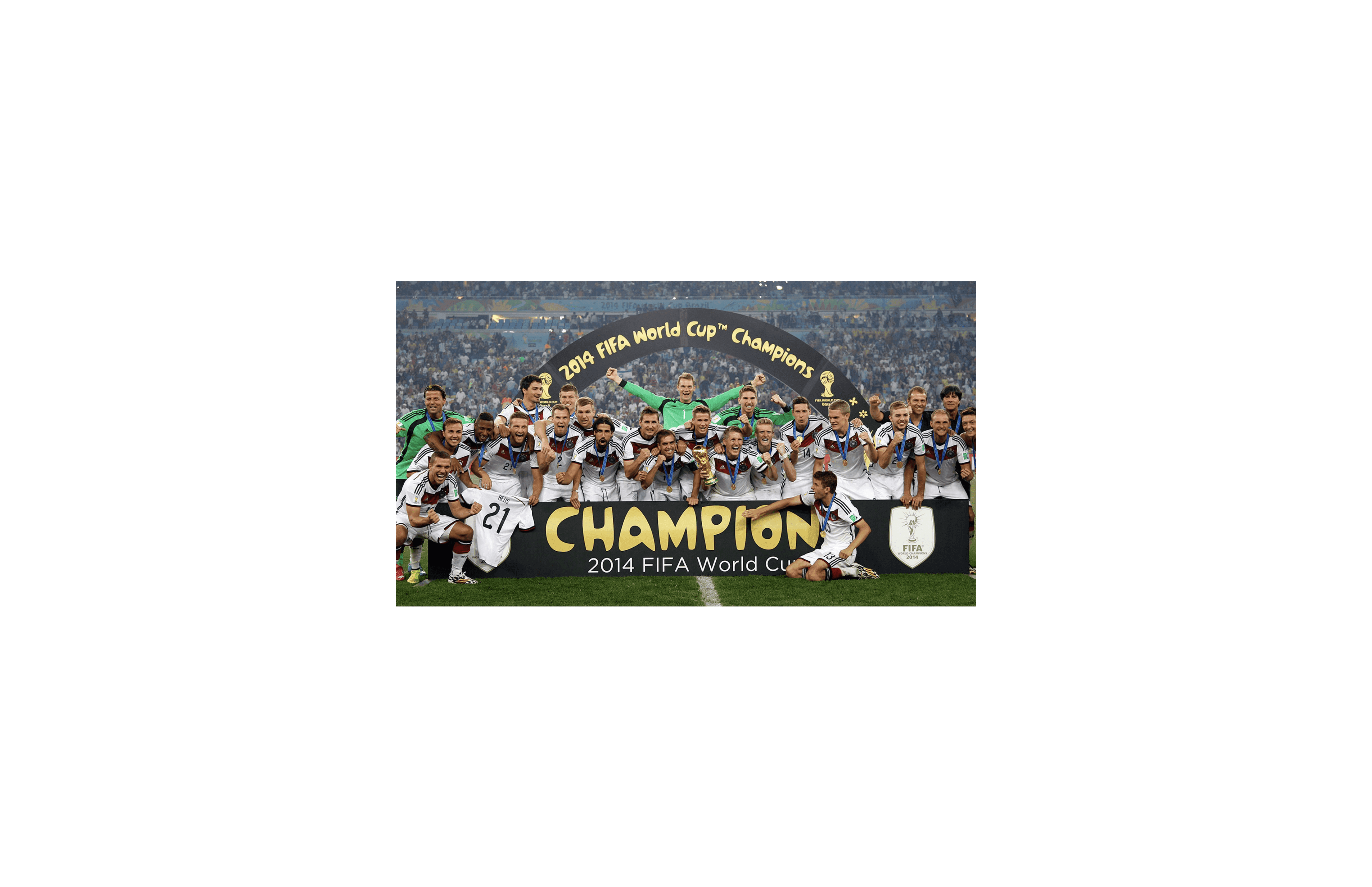 Germany celebrate winning the 2014 FIFA World Cup in Brazil, where a Category 3 ticket cost $90 or 15.9 million satoshis