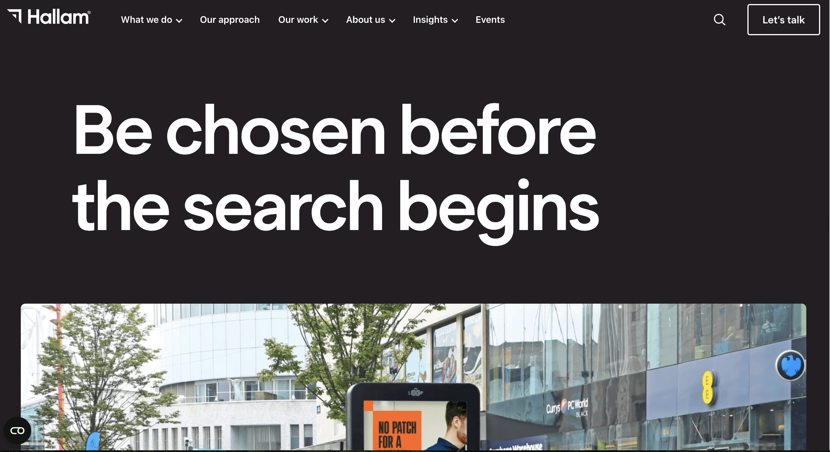 Homepage of Hallam, a paid media agency
