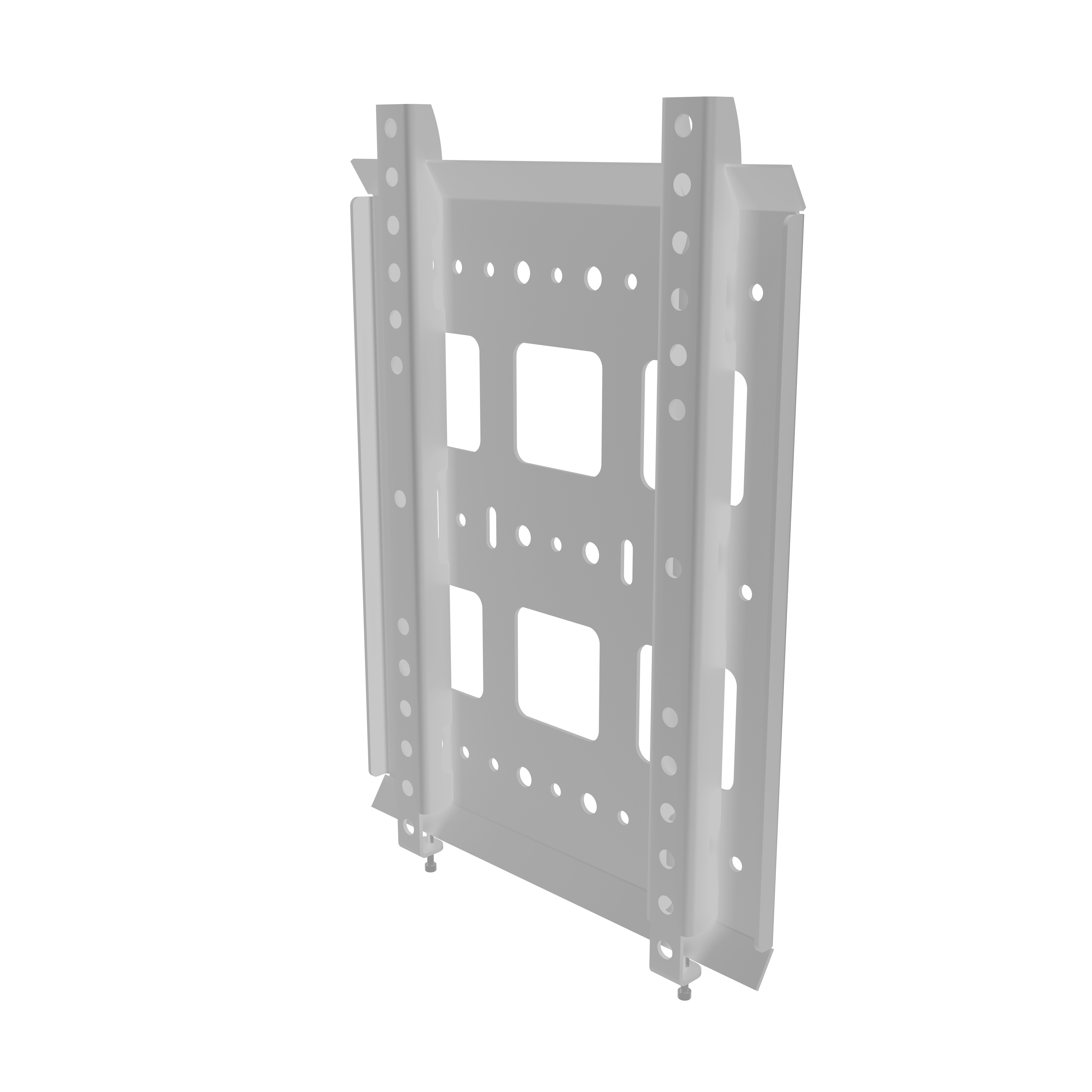White metal shelf bracket with holes and slots