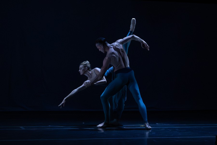 Dancers on a black background