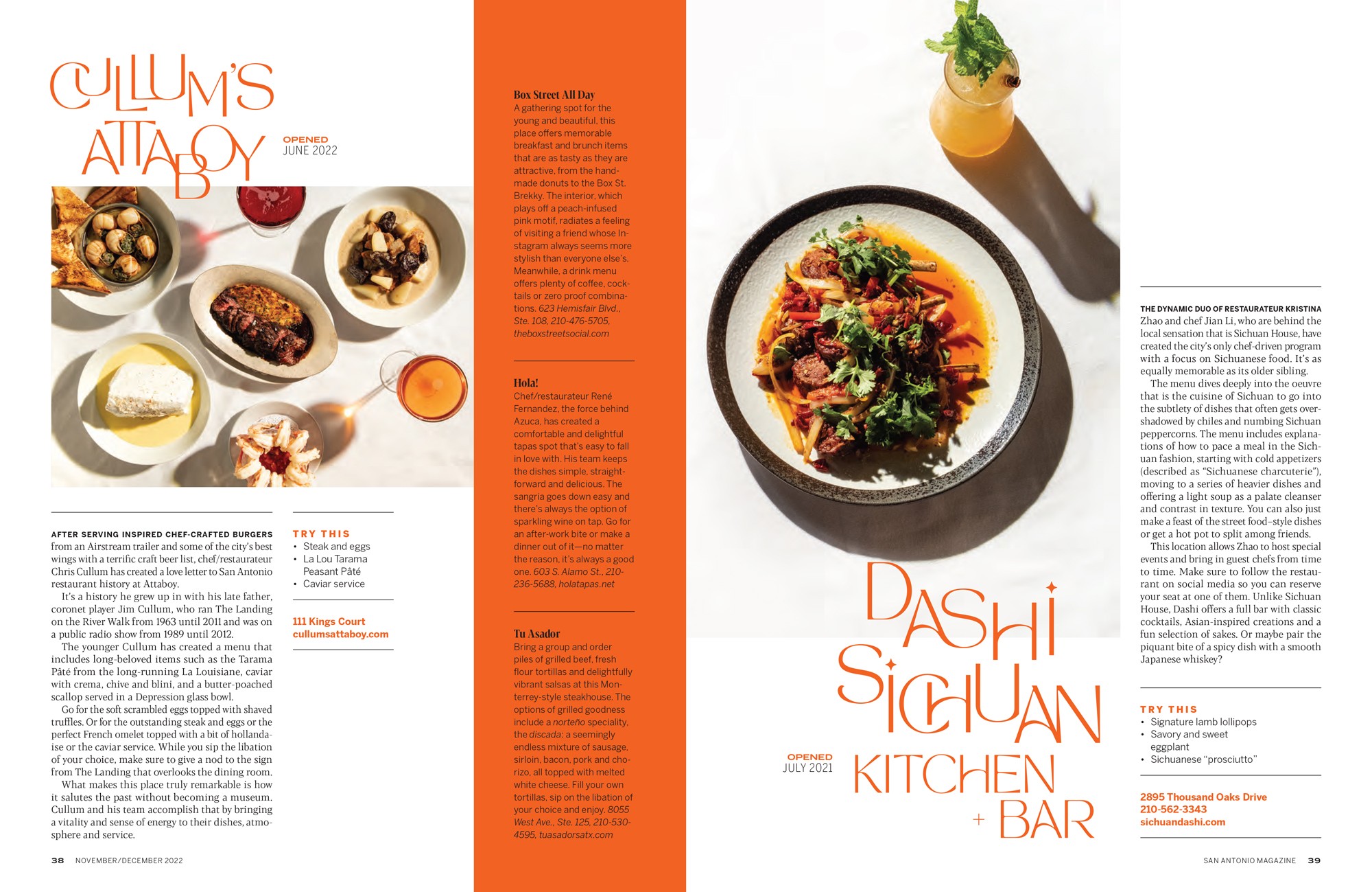 Magazine spread of restaurants