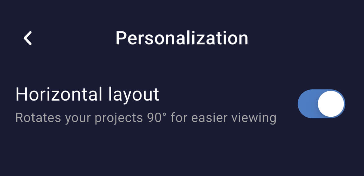 New Personalization settings in Brick with Horizontal layout toggled