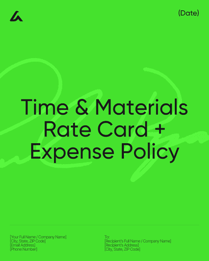 Time & Materials Rate Card + Expense Policy