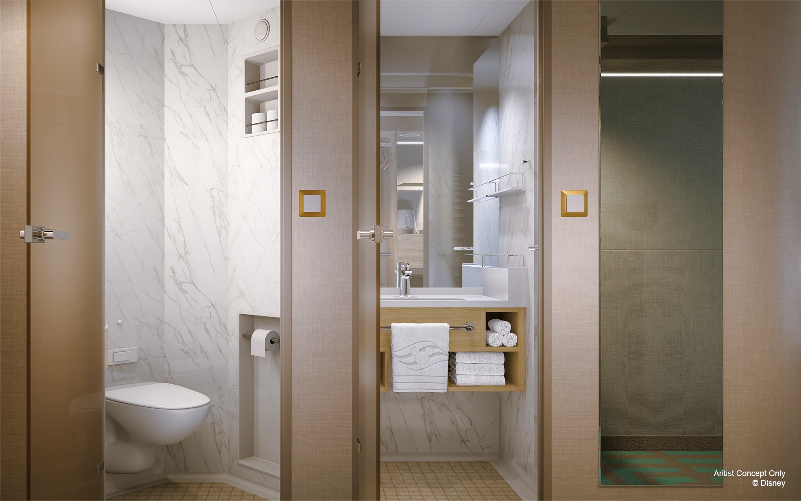 غرفة فاخرة مطلة على المحيط في رحلة ديزني أدڤنشر كروز التي تنطلق من سنغافورة.